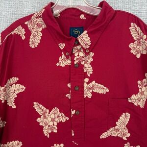 Sig Zane Hawaiian Shirt Mens 3XL Red Floral Pullover Short Sleeve Cotton Boho